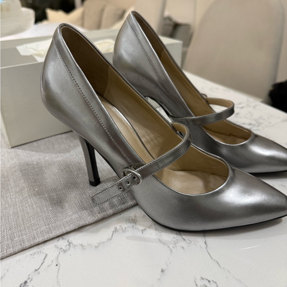 Nine West Metallic Silver Mary Jane Stiletto Pumps